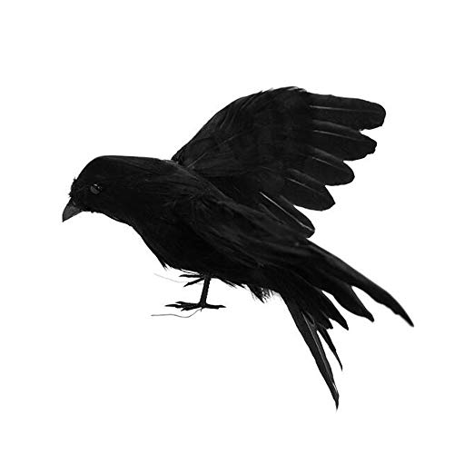 VOANZO Halloween Corbeau Noir, Réaliste À La Main Réfléchie 